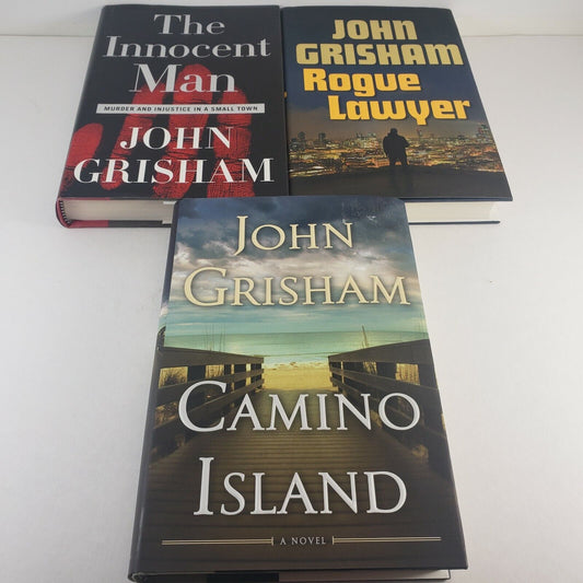 3 John Grisham Hardcover Novels with The Innocent Man ROGUE LAWYER Camino Island