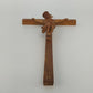 Hand Carved Wooden Crucifix Jesus INRI Two Tone Brown 15" Wall Cross Vintage