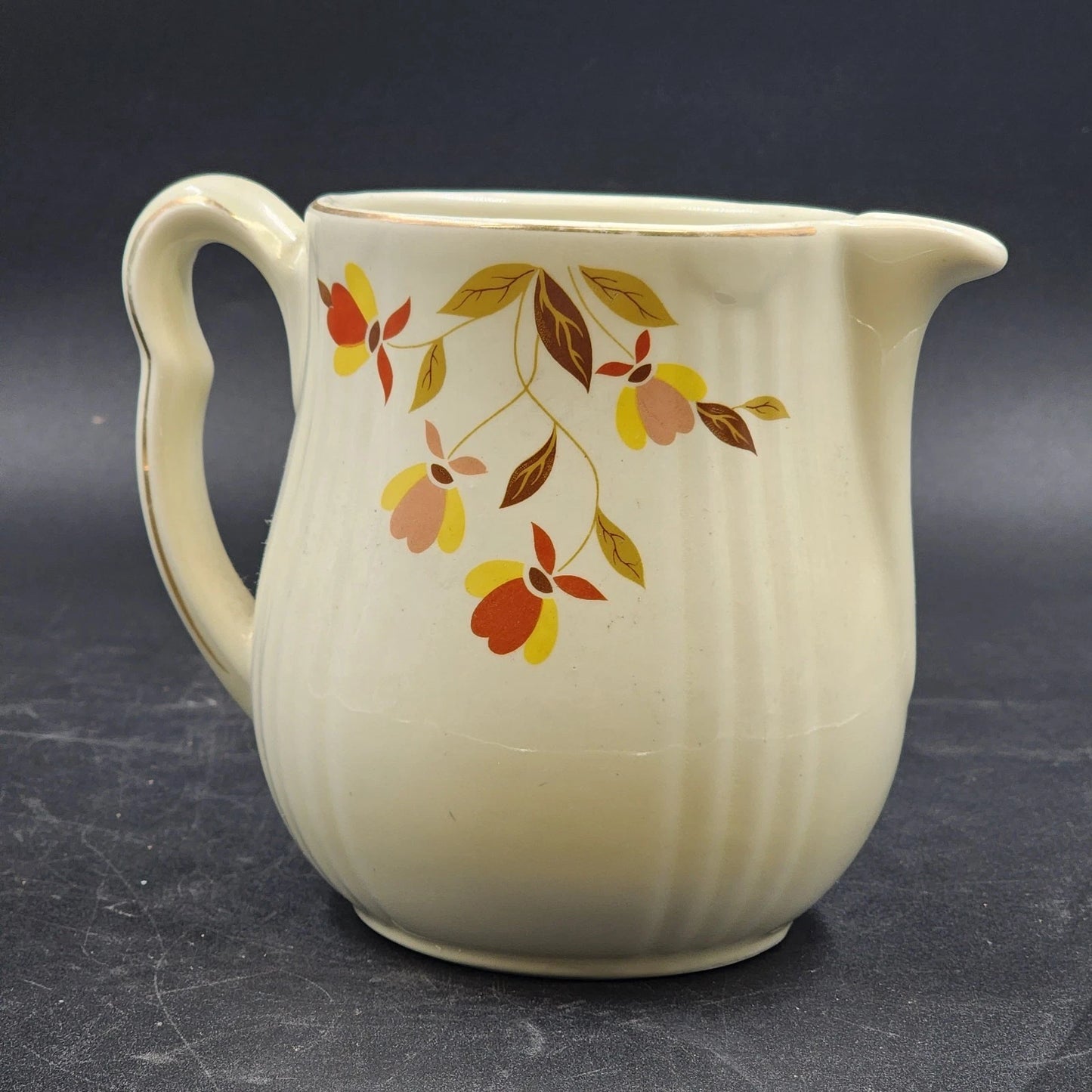 Autumn Leaf Utility Jug Pitcher 40 oz Rayed Hall's Superior for Jewel Tea MCM