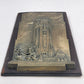 Bronze Plaque Charity Crucifixion Tower on Wood 1956 Shrine of the Little Flower