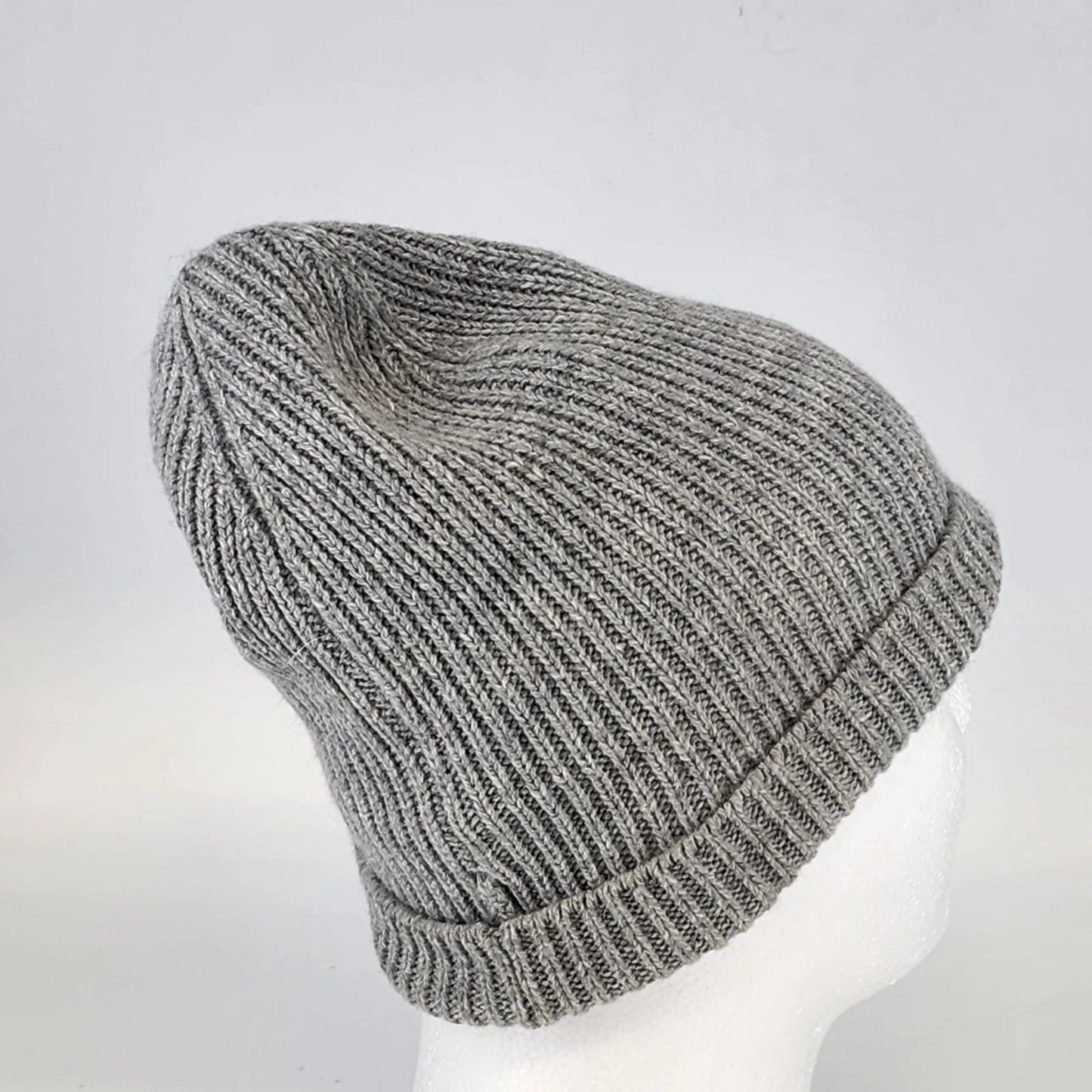 Ribbed Knitted Beanie Hat One Size Heather Gray Unisex 100% Acrylic Watch Cap