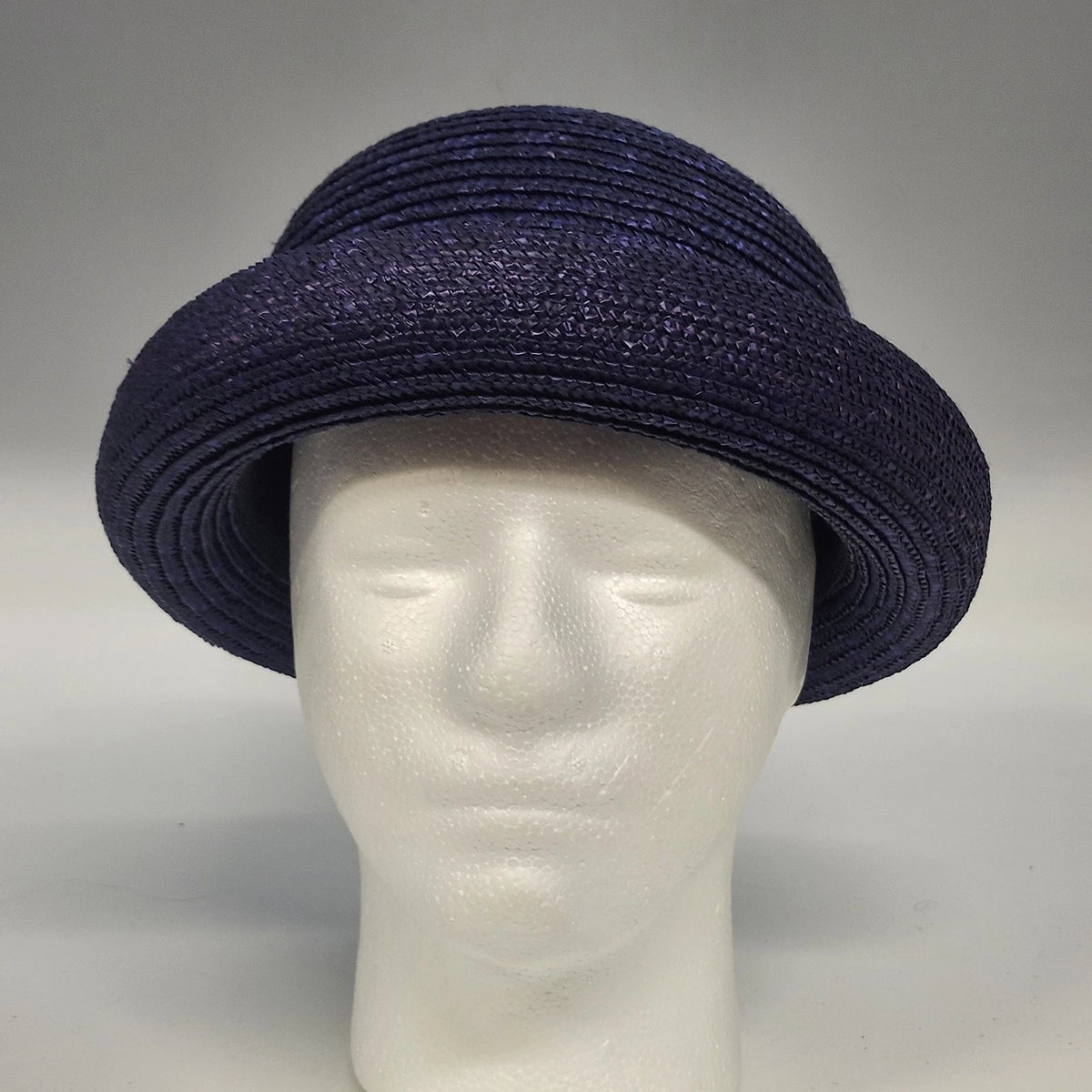 Purple Straw Bowler Cloche Hat Women's One Size Rolled Brim Summer Sun Hat