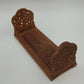 Hand Carved Natural Wood Expandable Book Rack Floral Bookends 17" Extend India