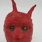 Papier Mache Scary Creepy Face Red Mask w Two Horn Wall Art Hand Painted