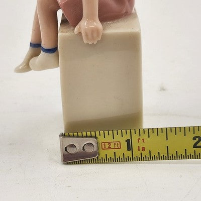 Rare Lenox Girl Twin Figurine – Vintage 4" Sitting Girl in Pink Dress with White Bows