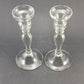 Pair of Crystal Clear Glass Candlesticks Candle Holders Vintage Wide Base 9" H