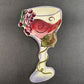 Clay Art Brand Wine Glass Shape Snack Nut Dish Painted Wine and Grapes Spoonrest