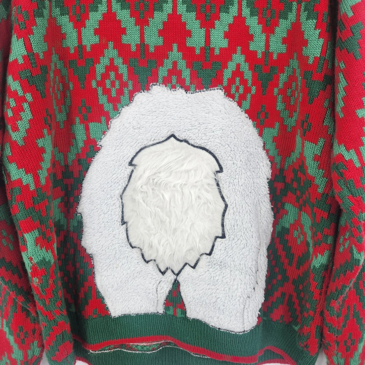 Holiday Time Llama Ugly Christmas Sweater Red Fair Isle 3D Novelty Large 42-44