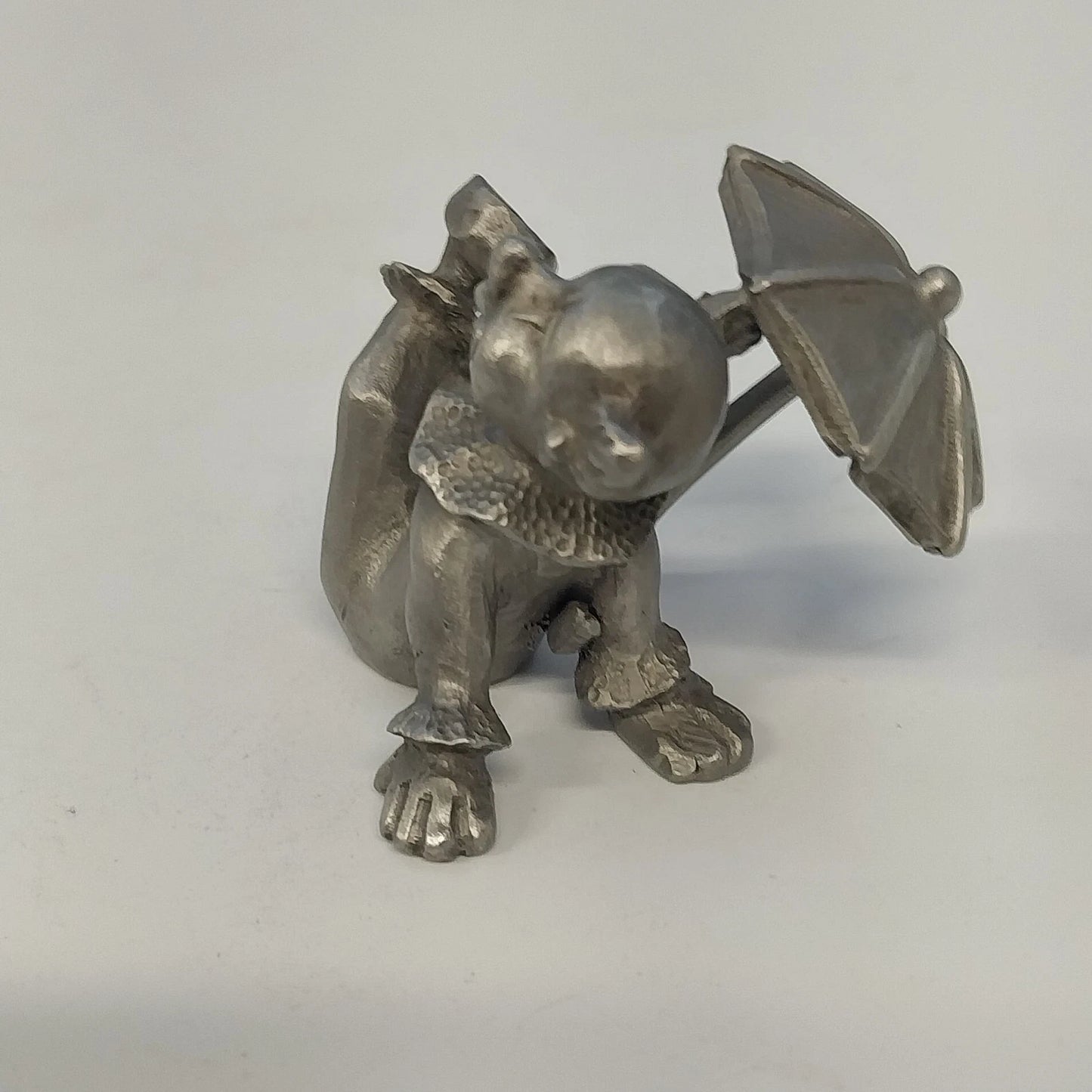 Rawcliffe P Davis Pewter Clown Under Umbrella Circus Figurine 2.25" 1979