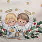 Holly & Angels 42" Round Christmas Tablecloth Counted Cross Stitch Stars