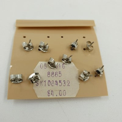 Set of 5 Pair of Small Faux Pearl Beads Jewelry Earrings Pink White Green Blue