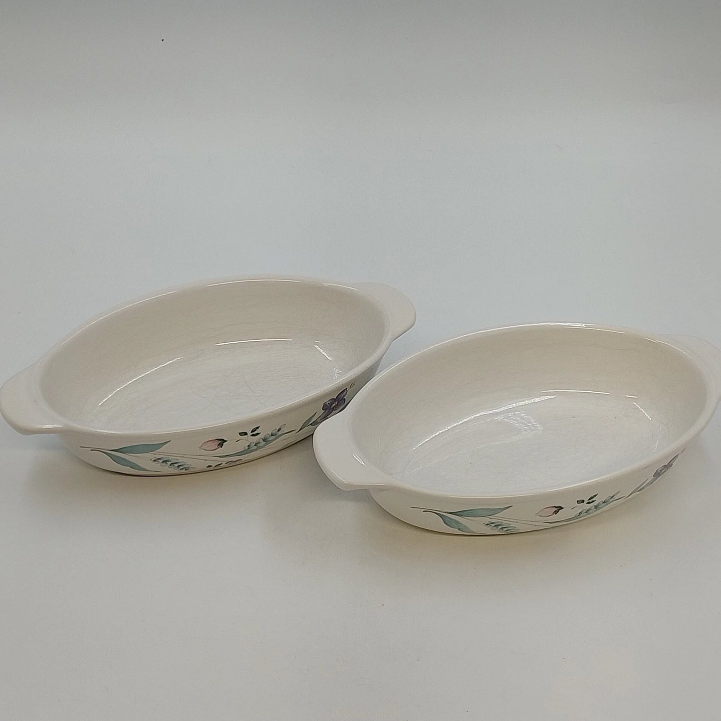 Pfaltzgraff Grapevine Oval Casserole Baker Dishes Floral USA 2 Pc Handles 8x5"