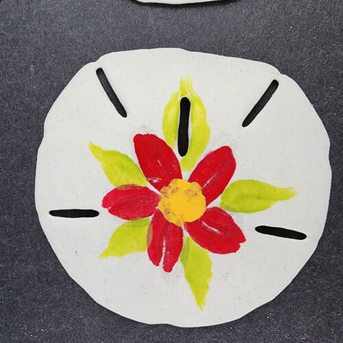 7 Hand Painted Sand Dollars Simple Flowers Sizes 3" to 3.5" Across Vintage