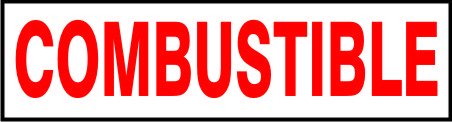 COMBUSTIBLE Decal Vinyl Adhesive Press On 2-1/4" x 9" Pressure Sensitive Safety Sign PD-9952