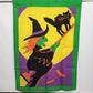 Halloween Yard Flag 30x41" Flying Witch on Broom Black Cat Outdoor Garden Banner