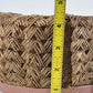 1960s Straw Raffia Halo Pillbox Hat Light Brown Ribbon Trim Dressy Women's Vtg