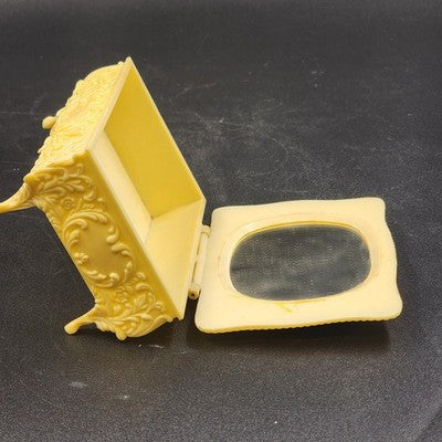 Footed Trinket Jewelry Box 2.5" Victorian Couple Molded Celluloid Vintage 1940's