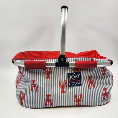Boat House Insulated Picnic Basket Bag Collapsible Aluminum Handle Portable NOS