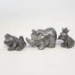 Pewter Animal Figurine Lot 3 Frog Prince Toad Rhinoceros Vintage Cartoon Style