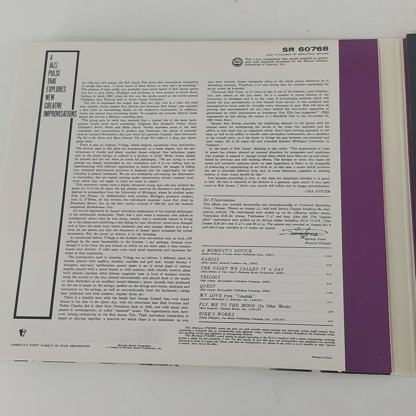 Bob James Trio Bold Conceptions CD Verve By Request Jazz Mercury Quincy Jones
