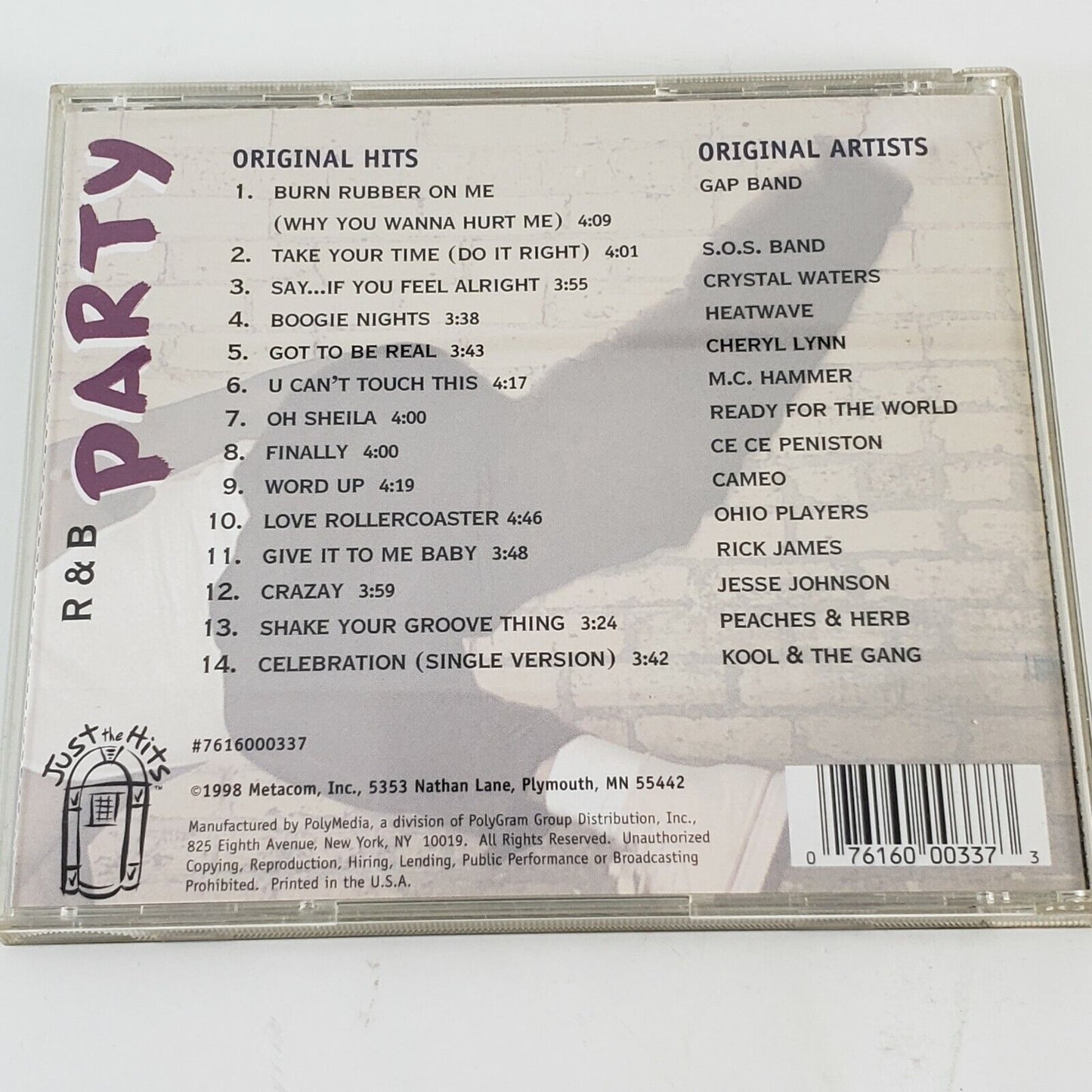 R & B Party by Various Artists CD 1998 PolyMedia 7616000337 Original Artists