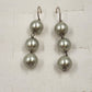 Sterling Silver 925 Triple White Gold Faux Pearl Dangle Drop Earrings 2"