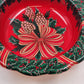 Berman Industries 13.5" Holiday Bowl Red Green Wreath Pinecones Plastic Vintage