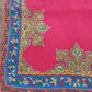 Oscar de la Renta Vintage Silk Red Scarf 10"x50" Blue Geometric Arabesque Signed