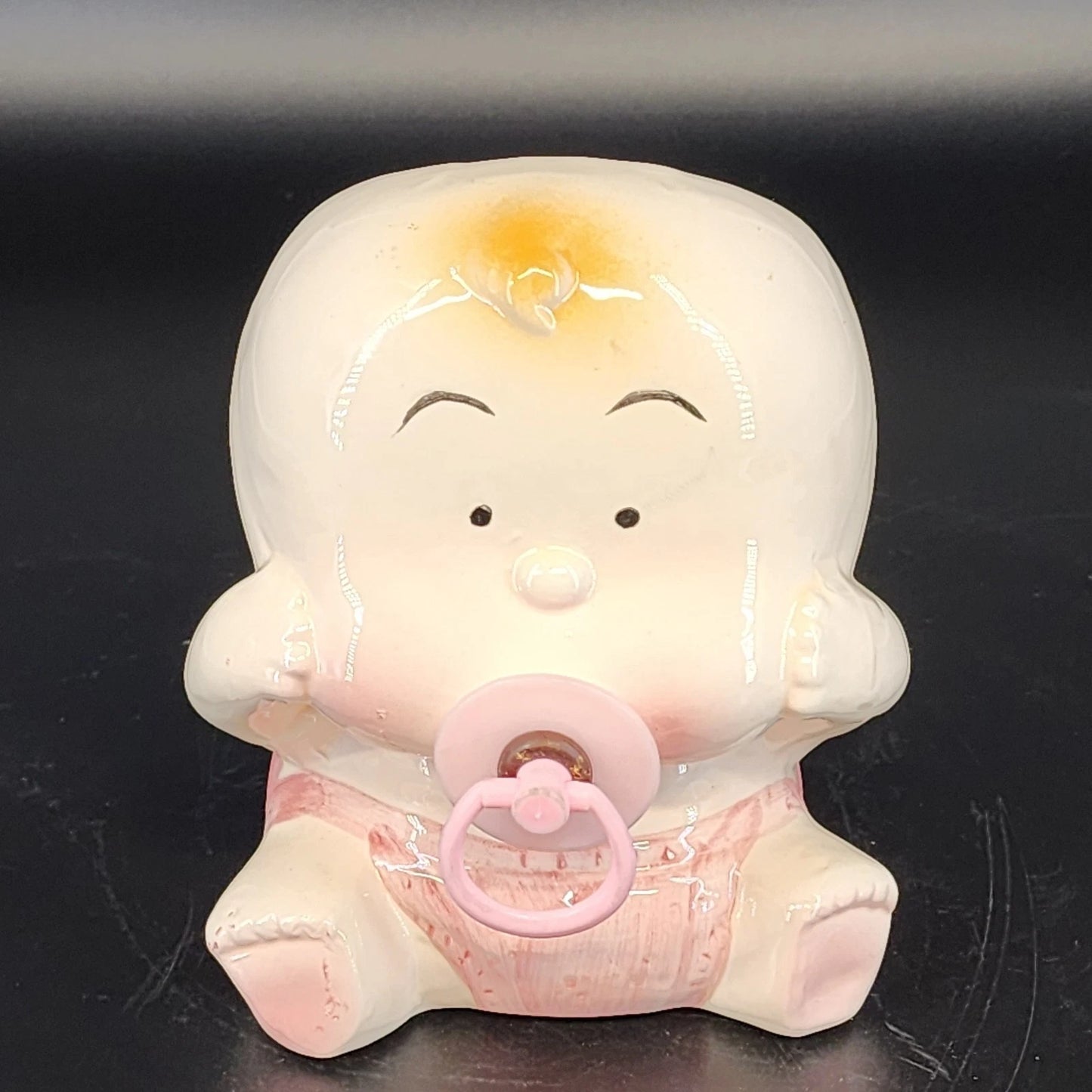 Vintage Luv Imports Baby Girl Ceramic Planter Pink Bow Kitsch