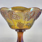 Indiana Glass Harvest Grape Compote Marigold Carnival Pedestal Bowl 8.5" Vintage
