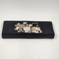 Black Small Beaded Clutch Purse 3 Inner Pockets Flower Embroidered w Glass Beads