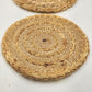Set 2 Vintage Raffia Woven Round Trivets 8" Boho Kitchen Hot Pads Rustic Decor