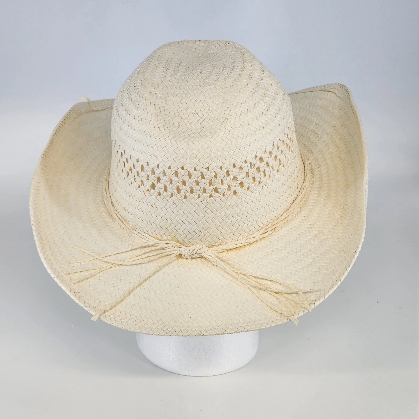All White Straw Paper Woven Cowboy Hat Western Summer Sun Hat White Rope Band