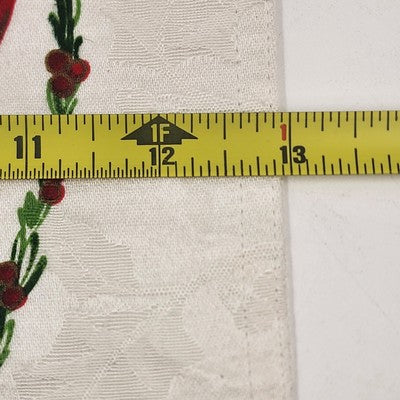 Set of 11 White Damask Placemats 18"x13" Holly Poinsettia Christmas Design