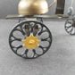 Metal Santa Bell Ringer Wagon Hand Made Folk Art Rolling Cart Rings Bell Vintage