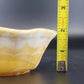 Akro Agate Caramel Slag Glass Bowl Scalloped Paneled Swirl