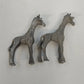 Pair Pewter Giraffe Miniature Wildlife Figurine 2.25" Animal Zoo Collectible