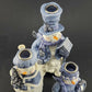 Snowmen Candle Holders Set of 3 Blue White Christmas Decor