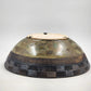 Ochre Green Glazed Pottery Bowl Basket Weave Outer Design Ceramic Lusterware 12"