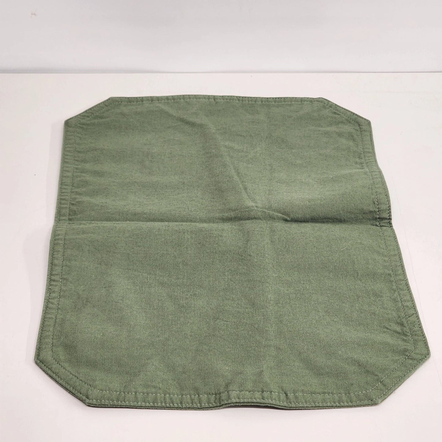 2 pc Green Canvas Needlepoint Placemats Pine Cone Nature Embroidered 17"x12"