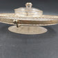 Faber Bros Lazy Susan Appetizer Tray Gold & Clear Glass 4-Part w Lid 10.5" Vtg