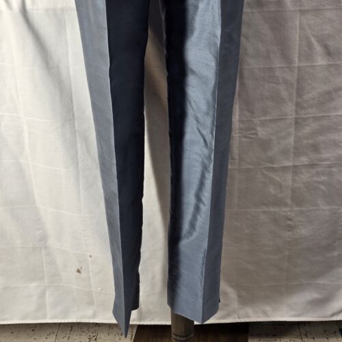 Blue 3 Piece Silk Suit Women's Size 4 Rena Rowan 2 Button Top Slacks Long Skirt