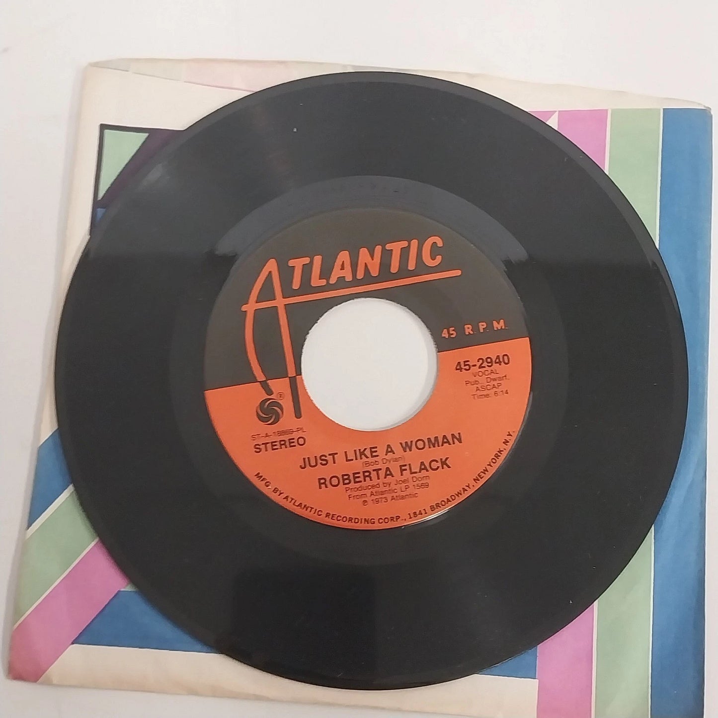 Roberta Flack Killing Me Softly 45 RPM Vinyl Atlantic 1973