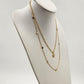 Gold Tone Figaro Chain with Charm Stars Two Strand Subtle Refined Necklace 12"