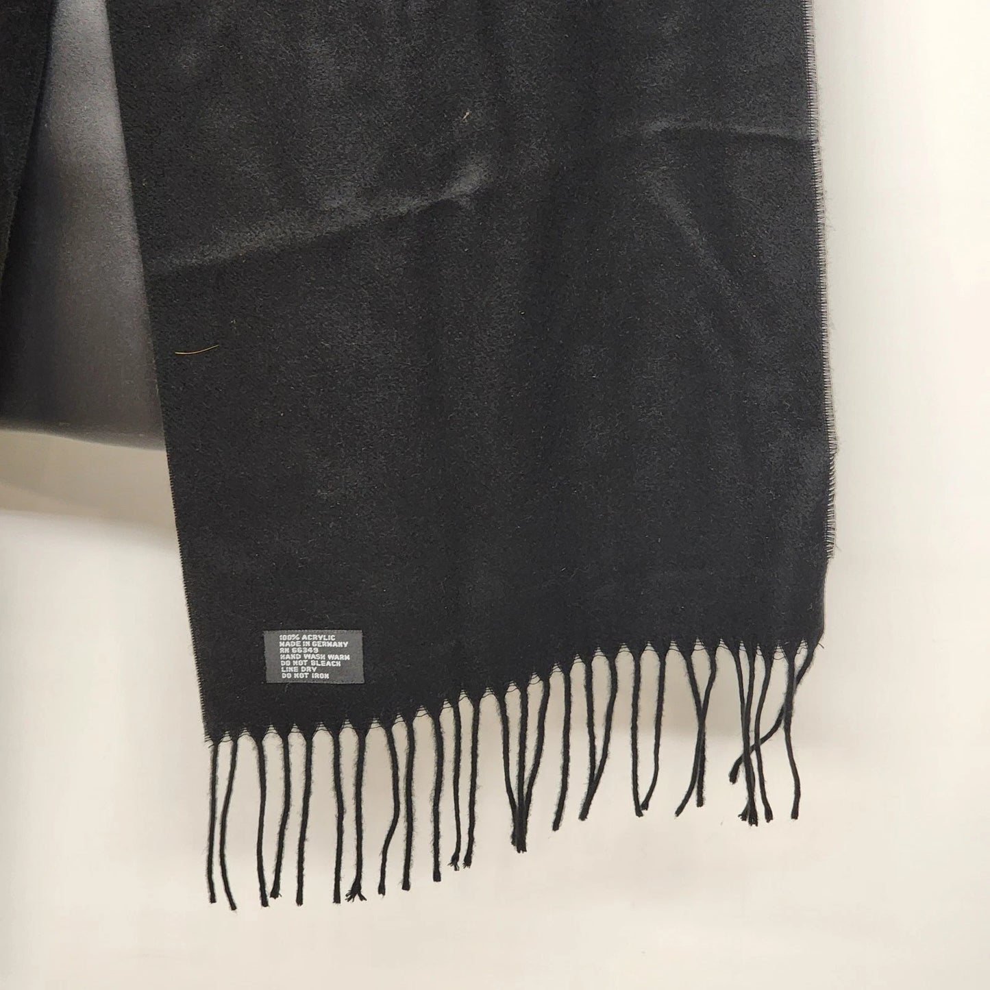 Men’s Black Dress Scarf Solid Soft Acrylic Winter Wrap 64" x 12" Made in Germany