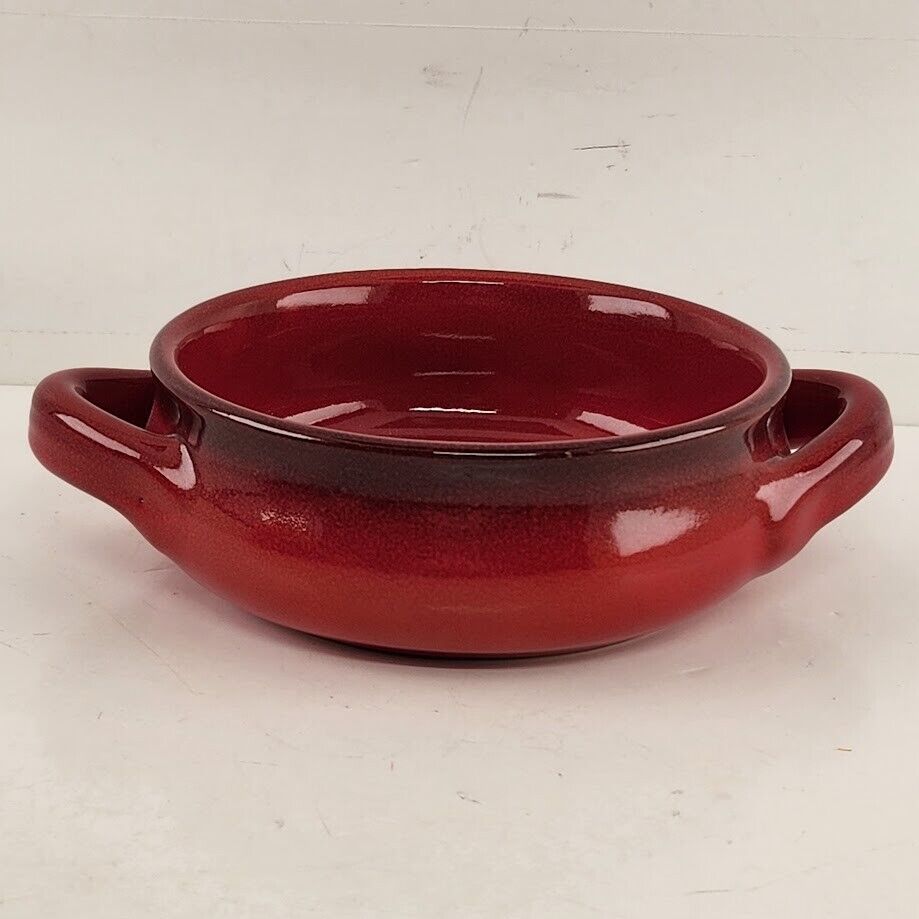 De Silva Pottery Soup Bowl Casserole Italian Handmade Clay Art Loop Handles 5.5"