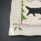 Prairie Dog Pottery Black Newfoundland Christmas Lights Square Plate 9.25" Holly