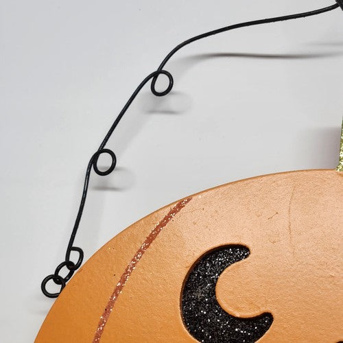 Halloween Pumpkin Welcome Sign Wall Decor Glitter Candy Indoor Outdoor 10.5"x10"