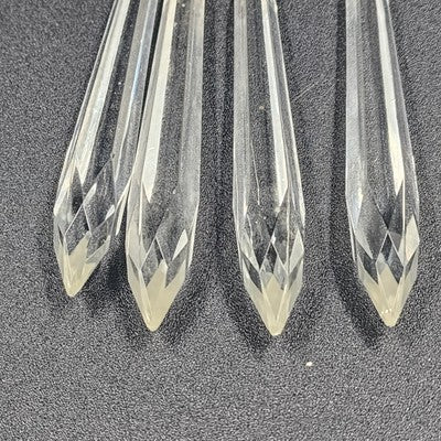 4 Icicle Spear Crystal Faceted Glass Prisms 3" L & Octagon Accent Wire Connector