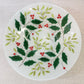Holly Berry Christmas Large Bowl 14" Raised Berries & Leaves Opaque Glass Vtg